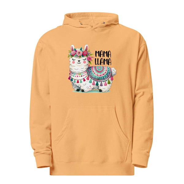 Fancy Mama Llama Graphic Hoodie - Peach - S - ArtyKoala