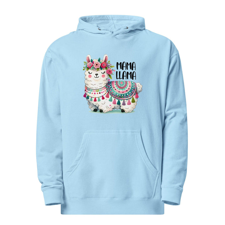 Fancy Mama Llama Women Premium Midweight Hoodie - Blue Aqua / S - ArtyKoala