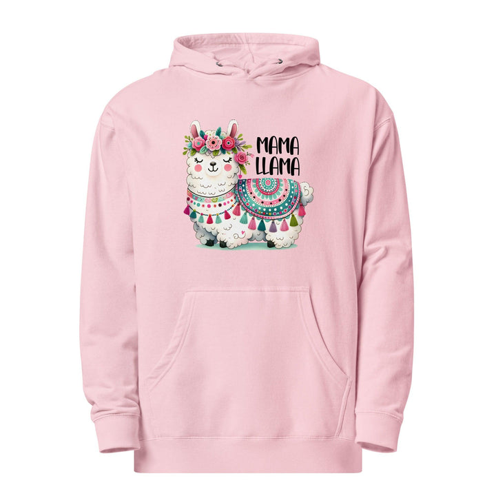 Fancy Mama Llama Women Premium Midweight Hoodie - Light Pink / S - ArtyKoala