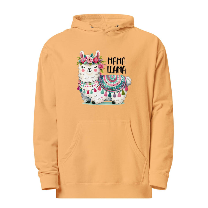 Fancy Mama Llama Women Premium Midweight Hoodie - Peach / S - ArtyKoala