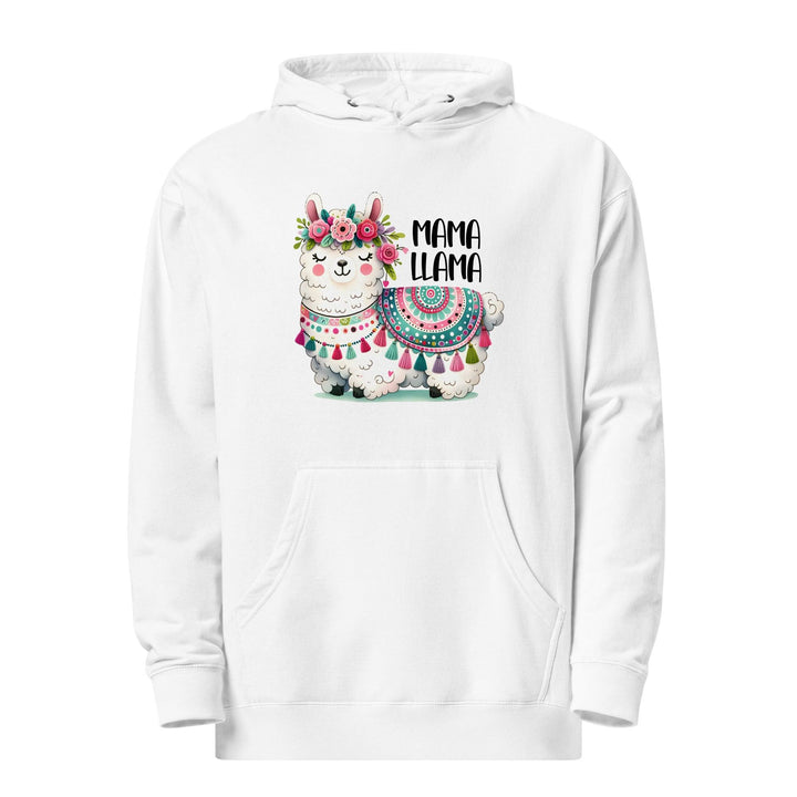 Fancy Mama Llama Women Premium Midweight Hoodie - White / S - ArtyKoala