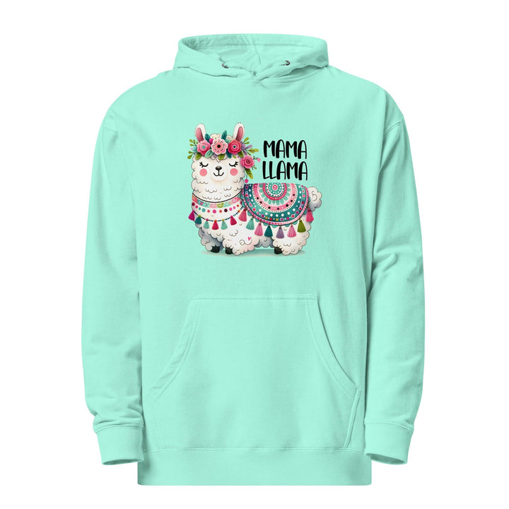 Fancy Mama Llama Women Premium Midweight Hoodie - Mint / S - ArtyKoala