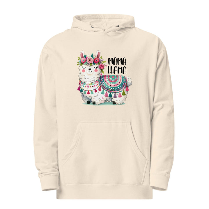 Fancy Mama Llama Women Premium Midweight Hoodie - Bone / S - ArtyKoala