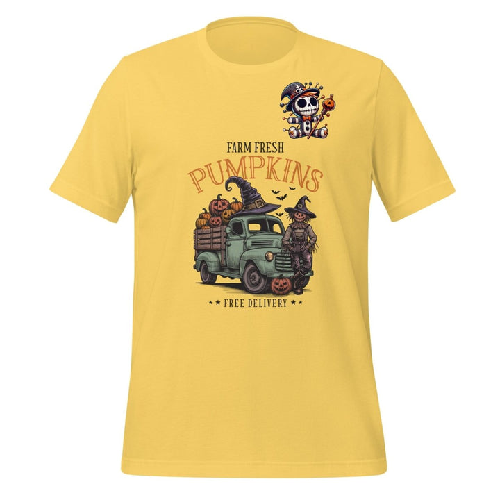Farm Fresh Pumpkins Graphic Tee - Yellow - S - ArtyKoala