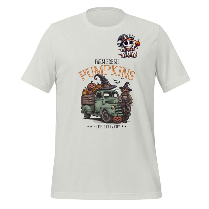 Farm Fresh Pumpkins Graphic Tee - Silver - S - ArtyKoala