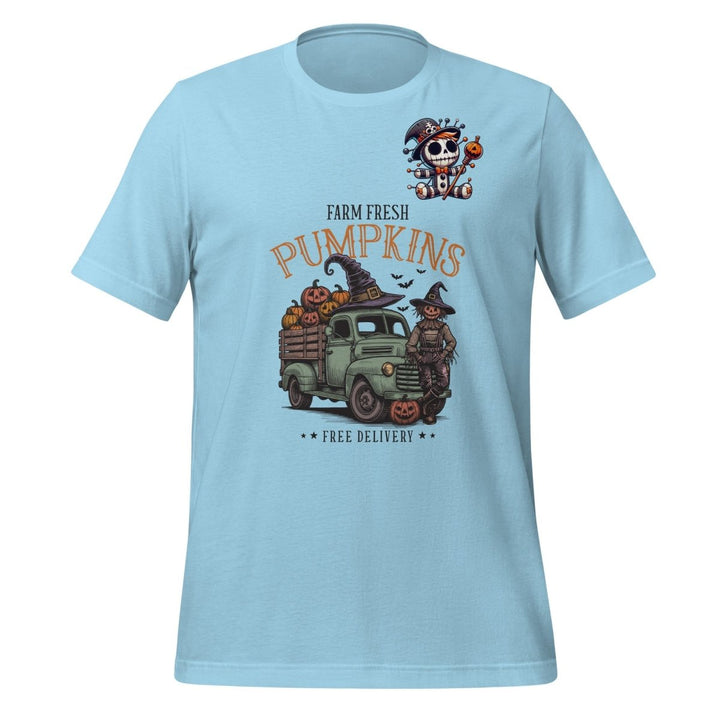 Farm Fresh Pumpkins Graphic Tee - Ocean Blue - S - ArtyKoala