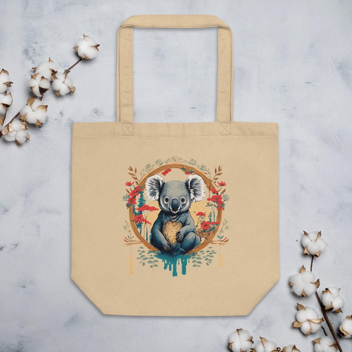 Floral Koala Eco Custom Tote Bag - Oyster - ArtyKoala