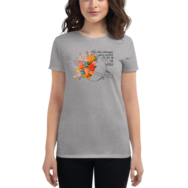 Flower world Woman short sleeve t-shirt - Heather Grey / M - ArtyKoala