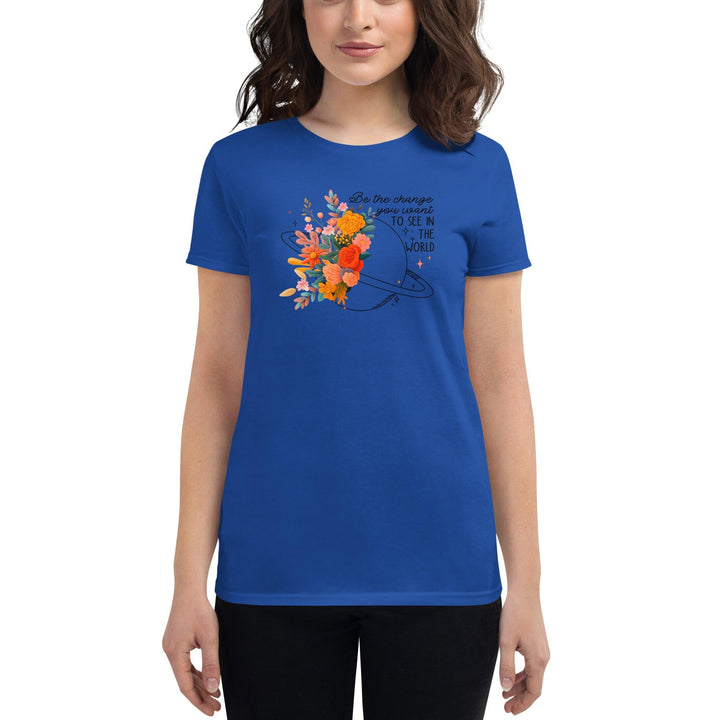 Flower world Woman short sleeve t-shirt - Royal Blue / M - ArtyKoala