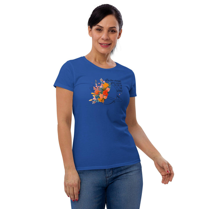 Flower world Woman short sleeve t-shirt - Royal Blue / S - ArtyKoala