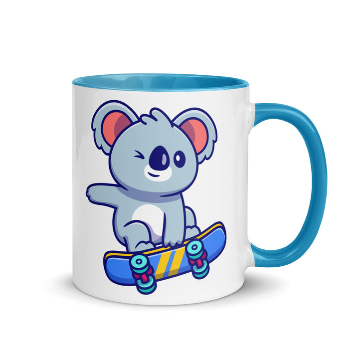 Flying Skateboard Koala Mug with Color Inside - Blue / 11 oz - ArtyKoala