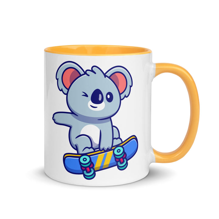 Flying Skateboard Koala Mug with Color Inside - Golden Yellow / 11 oz - ArtyKoala