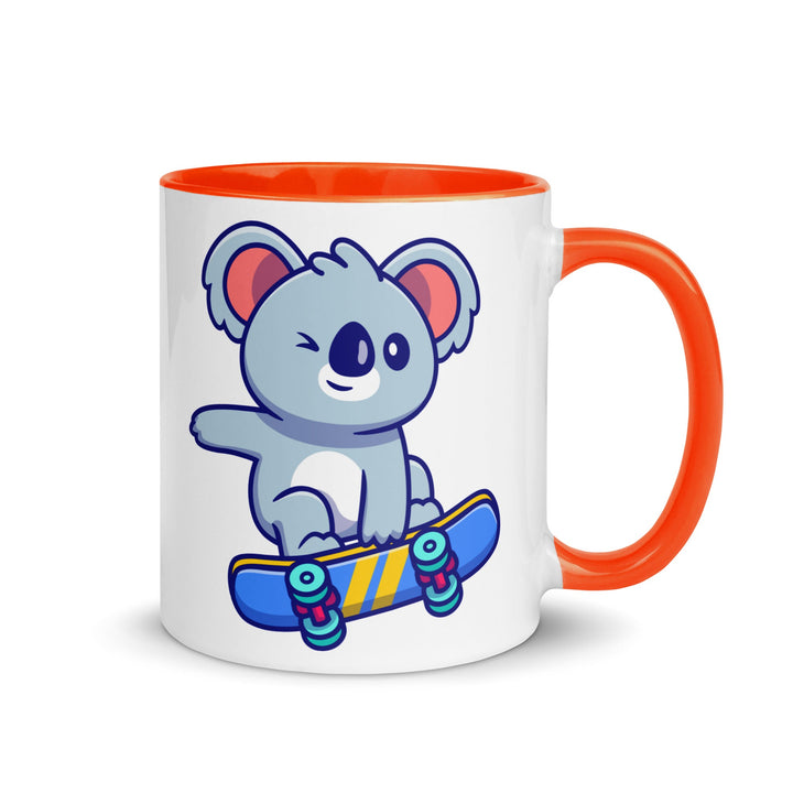 Flying Skateboard Koala Mug with Color Inside - Orange / 11 oz - ArtyKoala