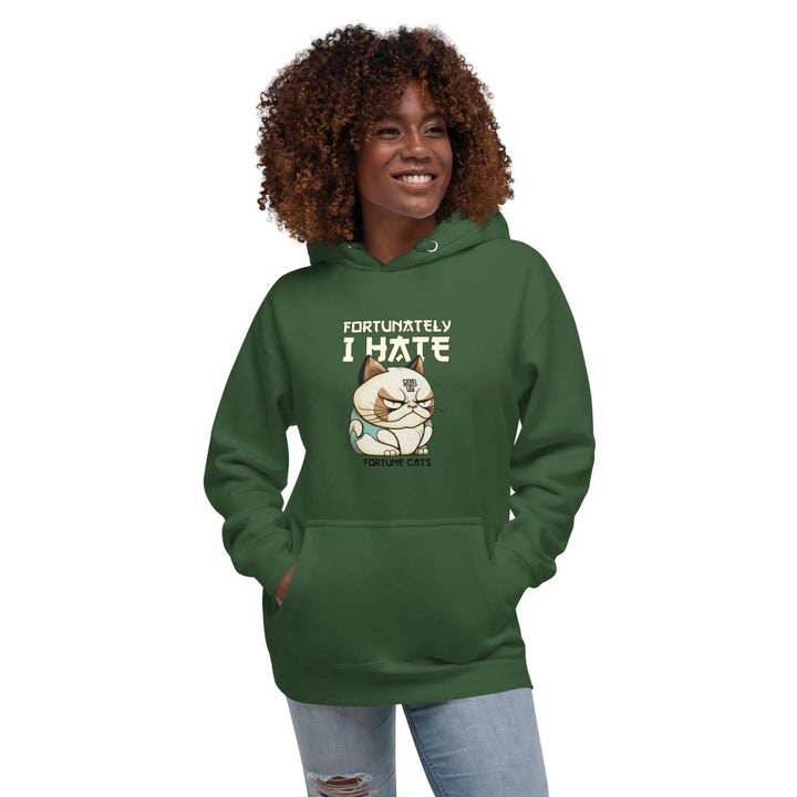 Fortunately I Hate Graphic Hoodie - Forest Green - S - ArtyKoala