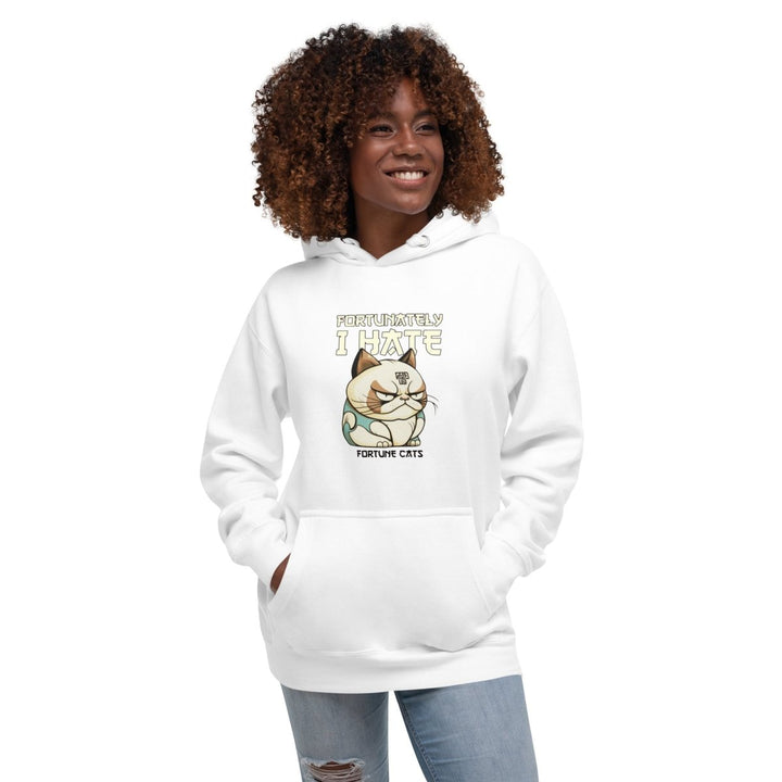 Fortunately I Hate Graphic Hoodie - White - S - ArtyKoala