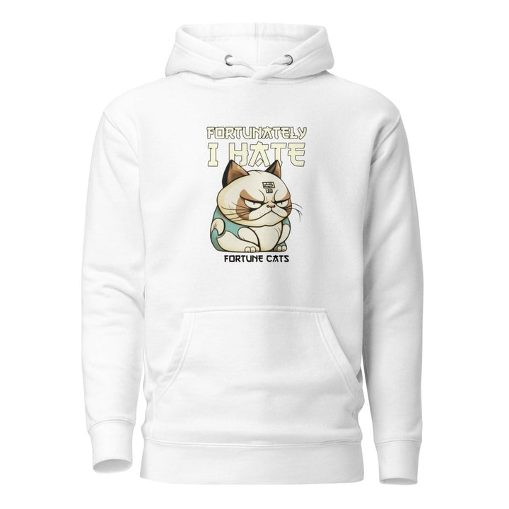 Fortunately I Hate Graphic Hoodie - White - S - ArtyKoala