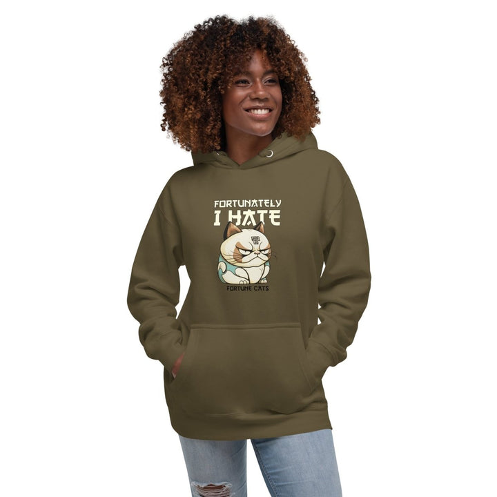 Fortunately I Hate Graphic Hoodie - Military Green - S - ArtyKoala