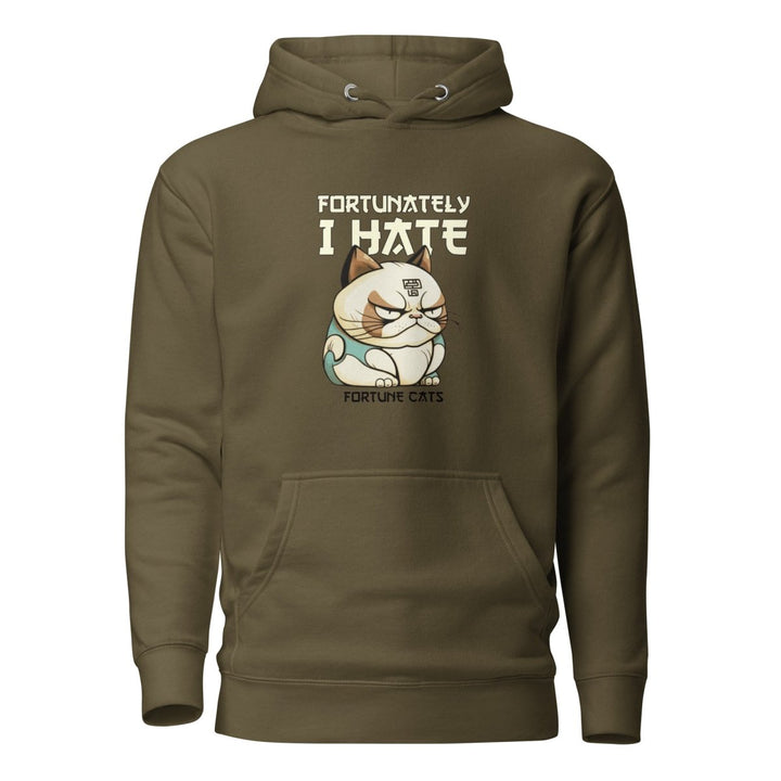 Fortunately I Hate Graphic Hoodie - Military Green - S - ArtyKoala