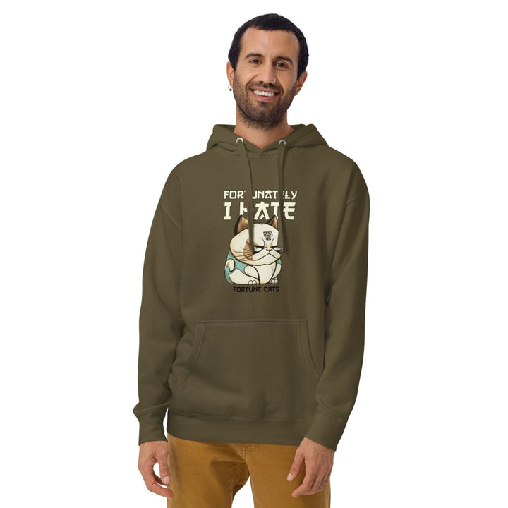 Fortunately I Hate Graphic Hoodie - Military Green - S - ArtyKoala