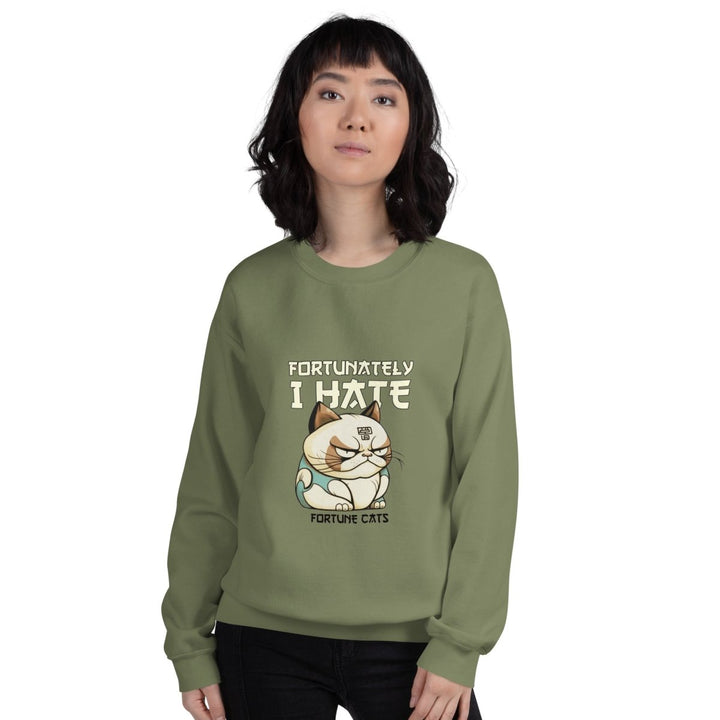 Fortunately I Hate Graphic Sweatshirt - Military Green - S - ArtyKoala