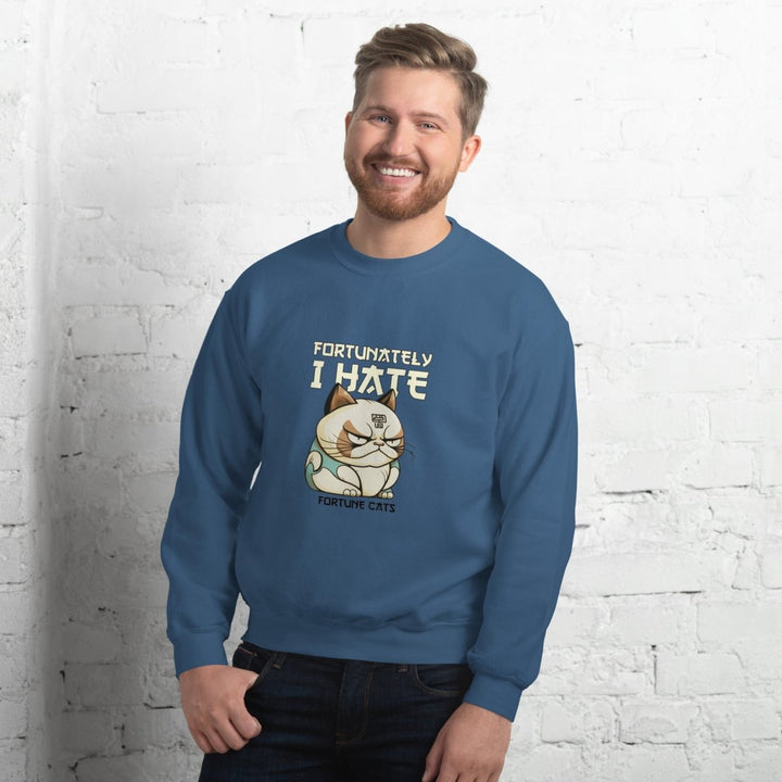 Fortunately I Hate Graphic Sweatshirt - Indigo Blue - S - ArtyKoala