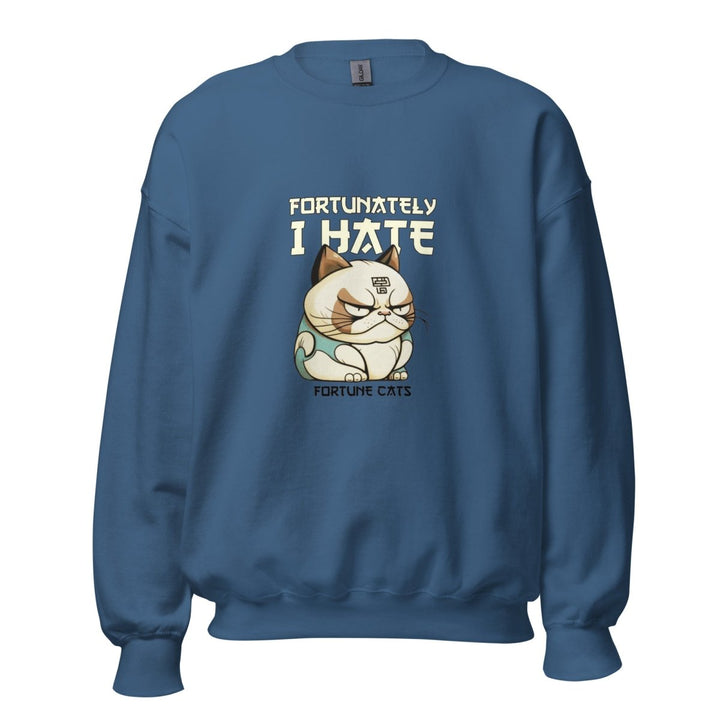 Fortunately I Hate Graphic Sweatshirt - Indigo Blue - S - ArtyKoala