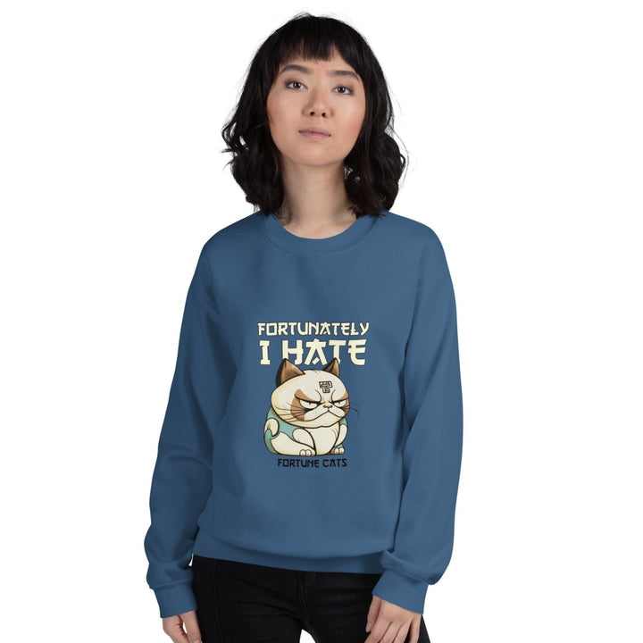 Fortunately I Hate Graphic Sweatshirt - Indigo Blue - S - ArtyKoala