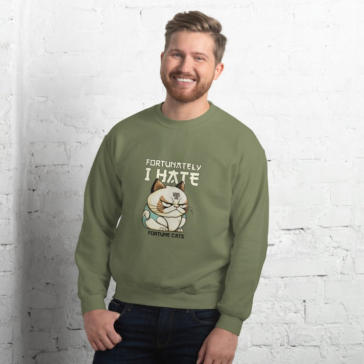 Fortunately I Hate Graphic Sweatshirt - Military Green - S - ArtyKoala