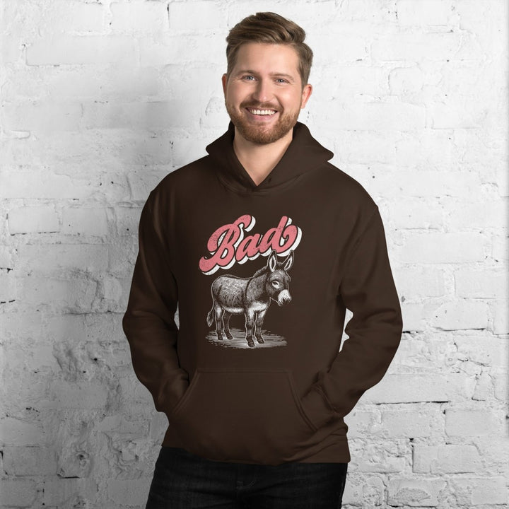Funny Bad Ass Donkey Graphic Hoodie - Dark Chocolate - S - ArtyKoala