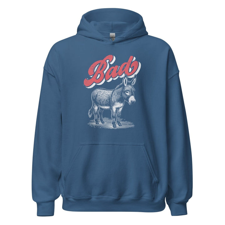 Funny Bad Ass Donkey Graphic Hoodie - Indigo Blue - S - ArtyKoala