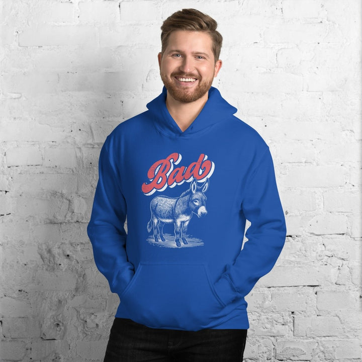 Funny Bad Ass Donkey Graphic Hoodie - Royal - S - ArtyKoala