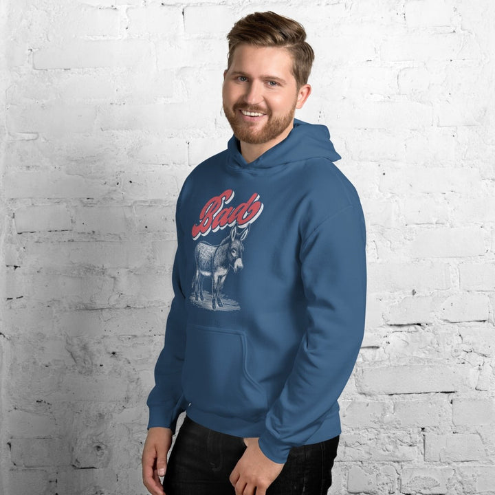 Funny Bad Ass Donkey Graphic Hoodie - Indigo Blue - S - ArtyKoala