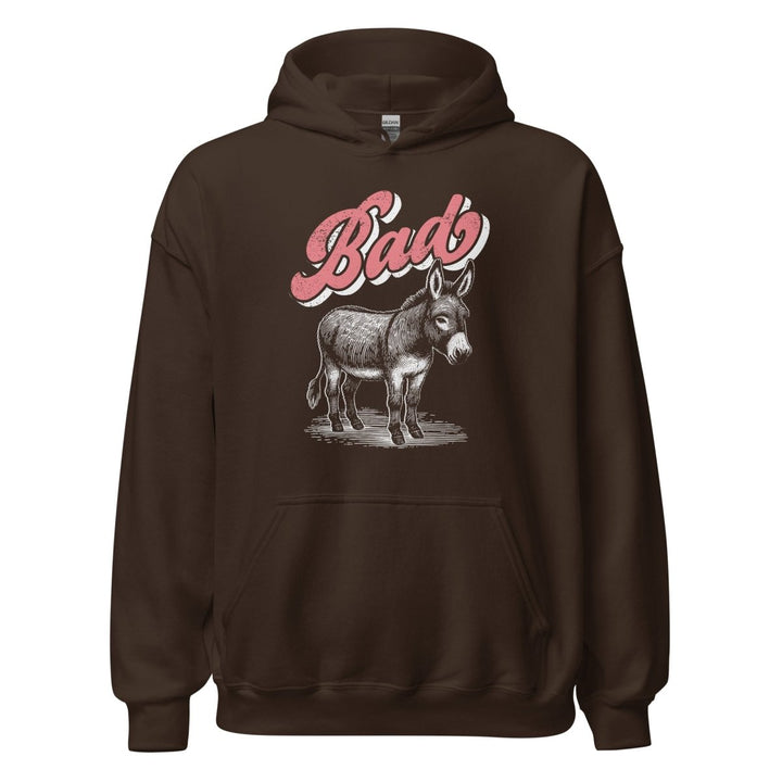 Funny Bad Ass Donkey Graphic Hoodie - Dark Chocolate - S - ArtyKoala