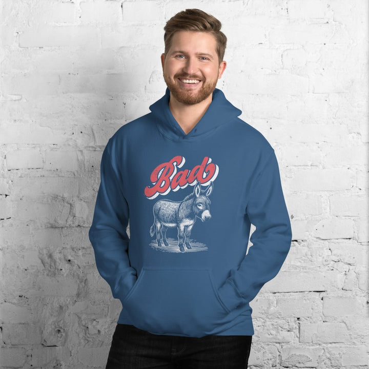 Funny Bad Ass Donkey Graphic Hoodie - Indigo Blue - S - ArtyKoala