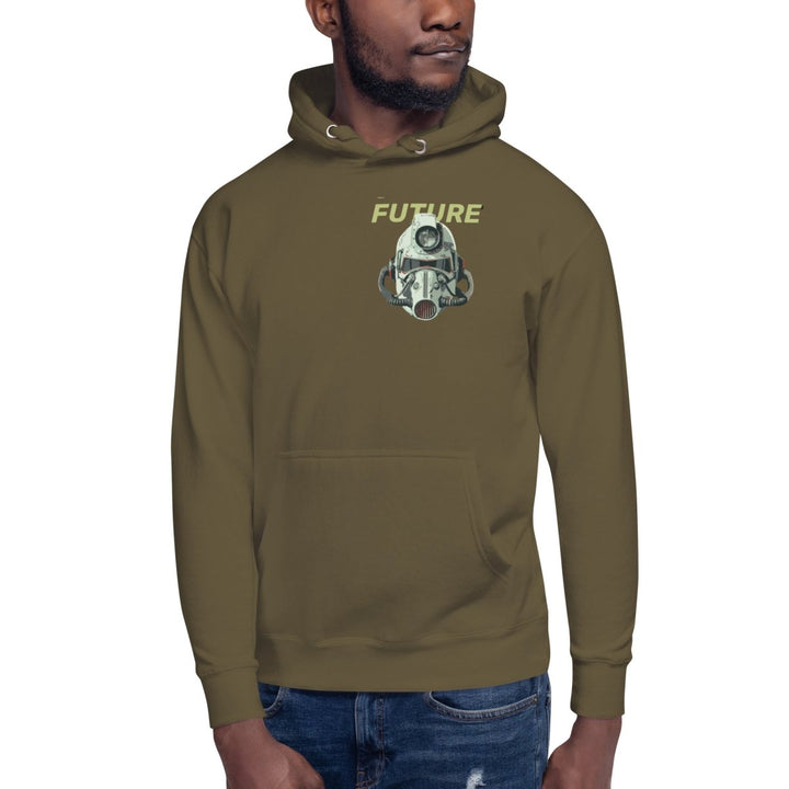 Future Surveiliance Man Graphic Hoodie - Military Green - S - ArtyKoala
