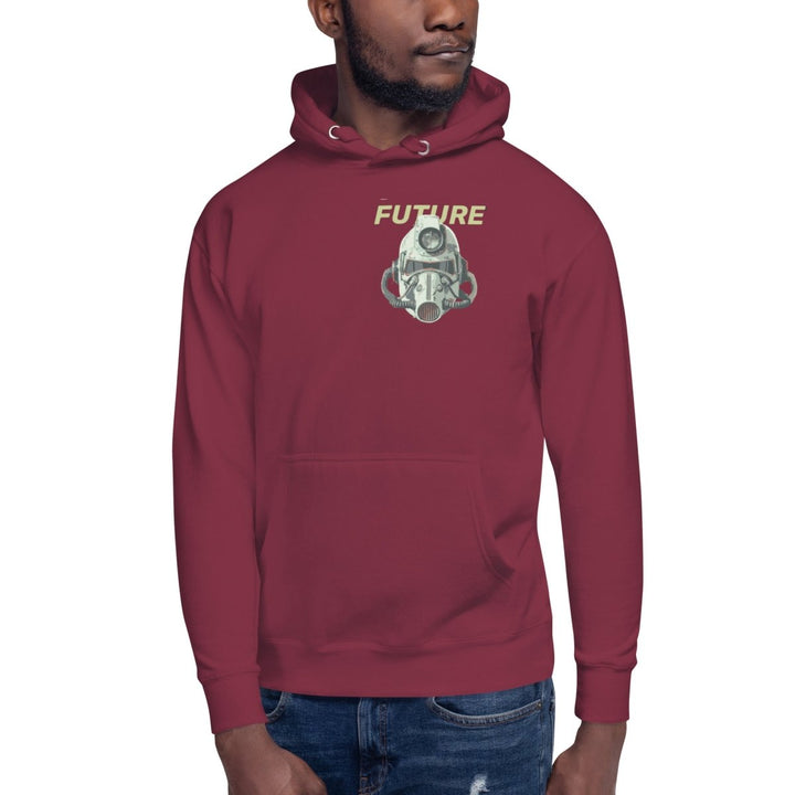 Future Surveiliance Man Graphic Hoodie - Maroon - S - ArtyKoala