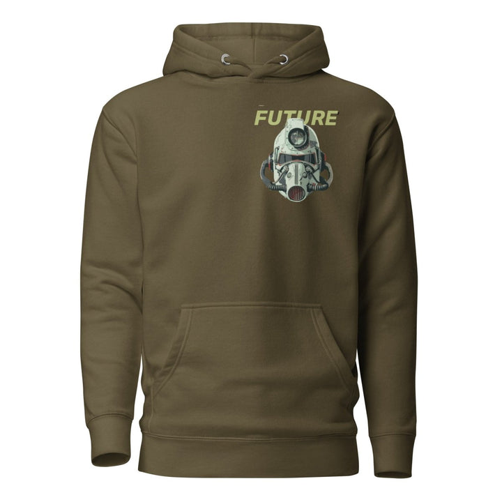 Future Surveiliance Man Graphic Hoodie - Military Green - S - ArtyKoala