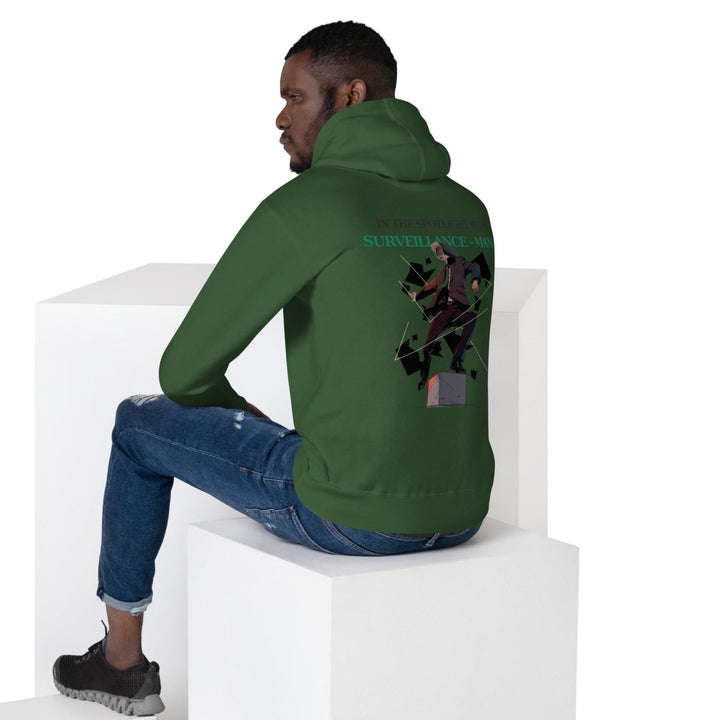 Future Surveiliance Man Graphic Hoodie - Military Green - S - ArtyKoala