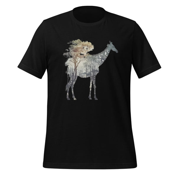 Giraffe and Nature Graphic Tee - Black - S - ArtyKoala