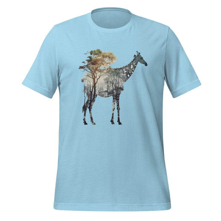 Giraffe and Nature Premium Unisex T-shirt - Ocean Blue / S - ArtyKoala