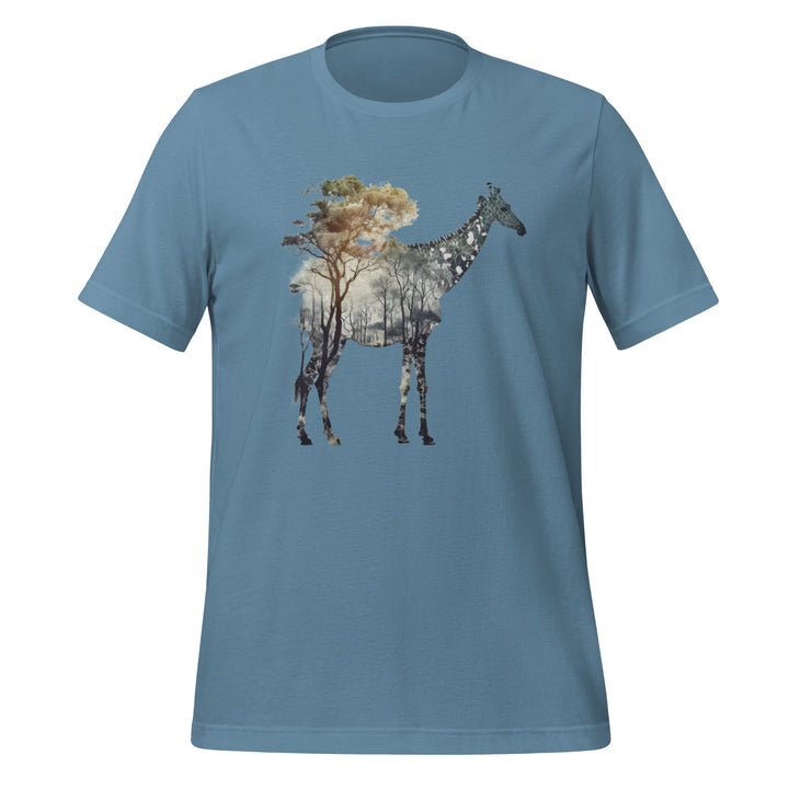 Giraffe and Nature Premium Unisex T-shirt - Steel Blue / S - ArtyKoala