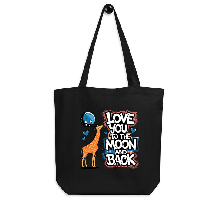 Giraffe Love You Moon Custom Tote Bag -Black- ArtyKoala