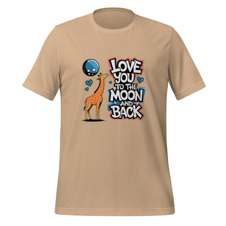 Giraffe Love You to Moon Graphic Tee - Tan - XS - ArtyKoala