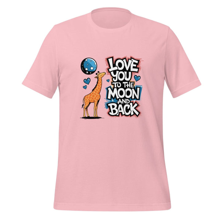 Giraffe Love You to Moon Graphic Tee - Pink - S - ArtyKoala