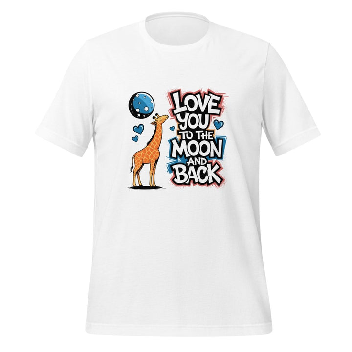 Giraffe Love You to Moon Graphic Tee - White - XS - ArtyKoala