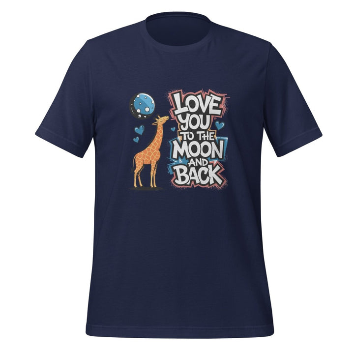 Giraffe Love You to Moon Graphic Tee - Navy - XS - ArtyKoala