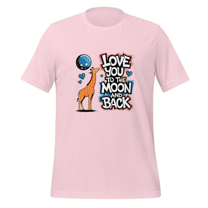Giraffe Love You to Moon Graphic Tee - Soft Pink - S - ArtyKoala