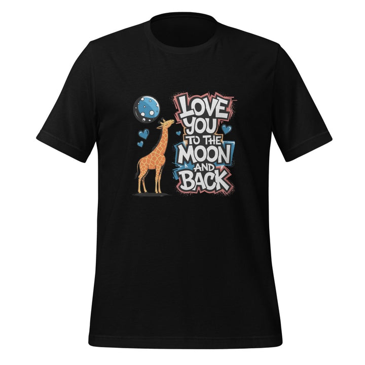 Giraffe Love You to Moon Graphic Tee - Black - XS - ArtyKoala