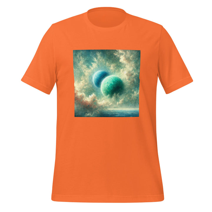 Green Twin Planets Premium Unisex T-shirt - Orange / S - ArtyKoala