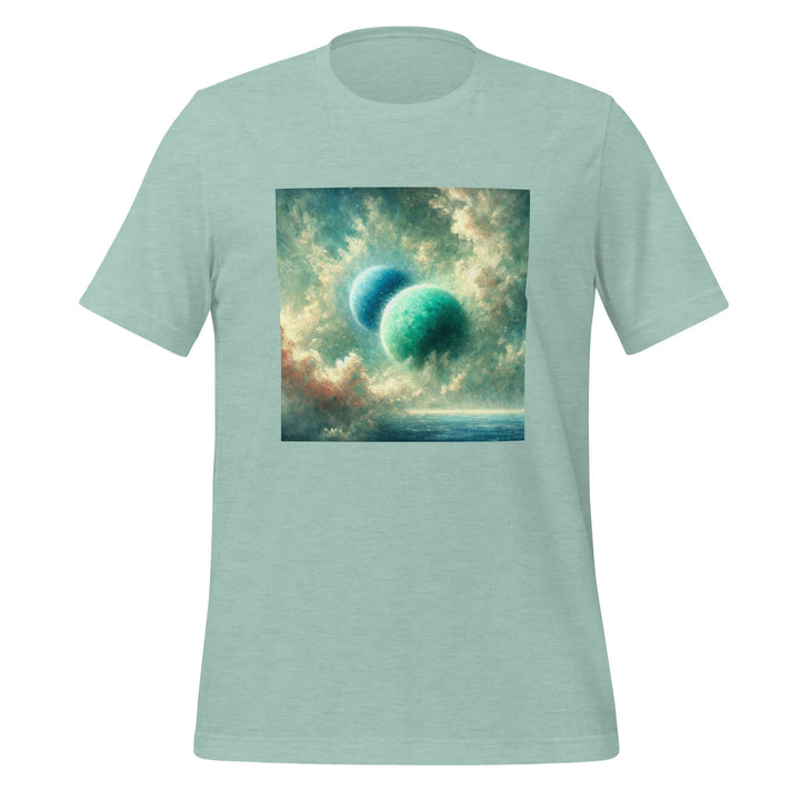 Green Twin Planets Premium Unisex T-shirt - Heather Prism Dusty Blue / S - ArtyKoala